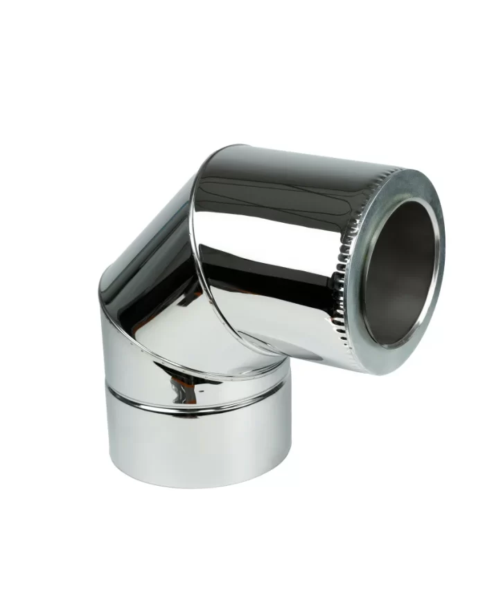 Schornstein-knie AIRONVENT gedämmt, edelstahl/edelstahl 90°, durchmesser: 80-200mm, stahlstärke: 0,5mm