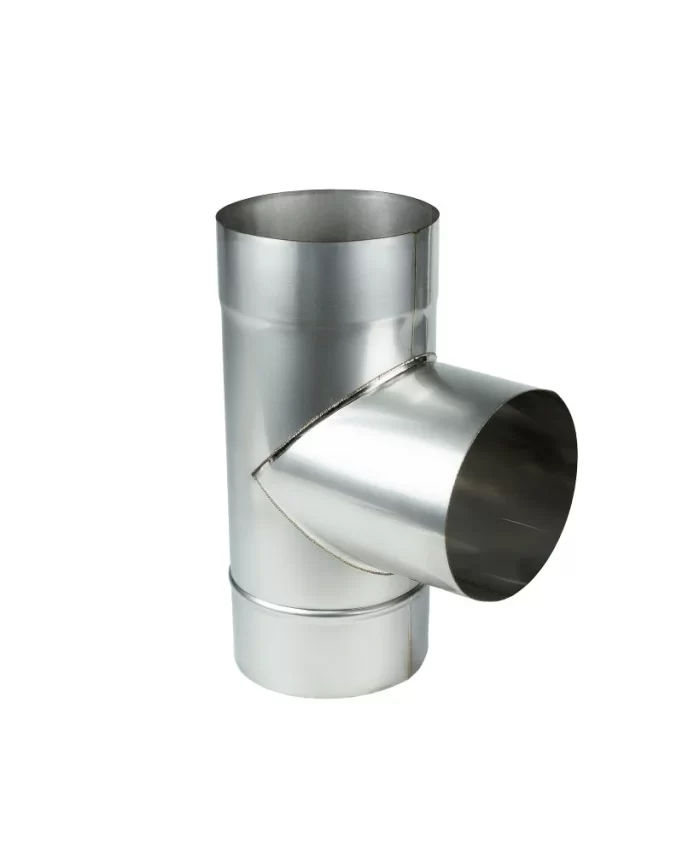 T-Stück für Schornstein AIRONVENT einwandig edelstahl 87°, durchmesser 100-400mm, stahlstärke AISI 304 0,5-1mm
